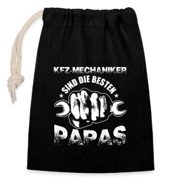 Papa Automechaniker Werkstatt KFZ - Verschließbarer Geschenkbeutel aus Baumwolle (14x20cm) - Schwarz - Vorne