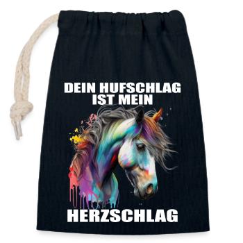 Pferde Herzschlag Reiten Hufe Hufeisen Herz Pony - Verschließbarer Geschenkbeutel aus Baumwolle (14x20cm) - Navy - Vorne