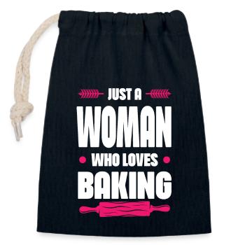 Woman Loves Baking - Verschließbarer Geschenkbeutel aus Baumwolle (14x20cm) - Navy - Vorne