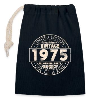 Vintage 1975 Geschenk, 48/49 Jahre - Verschließbarer Geschenkbeutel aus Baumwolle (14x20cm) - Navy - Vorne