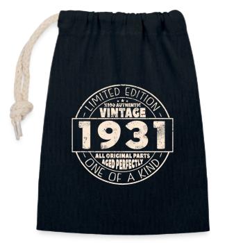 Gift 1931 Vintage 92/93 Years - Closable cotton gift bag (14x20cm) - navy - Front