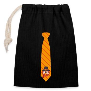 Funny Thanksgiving Day Tie Turkey Love - Closable cotton gift bag (14x20cm) - black - Front