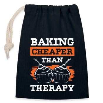 Cuisiner moins cher que la thérapie - Sac cadeau en coton avec cordon (14 x 20 cm) - bleu marine - Devant