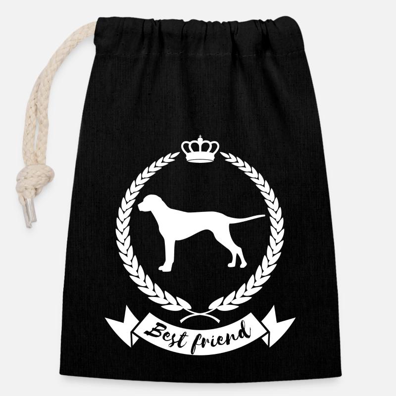 Meilleur ami - chien - Sac cadeau en coton avec cordon (14 x 20 cm) - noir