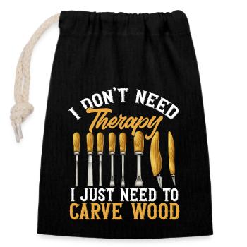 Woodworking carving carpenter - Closable cotton gift bag (14x20cm) - black - Front