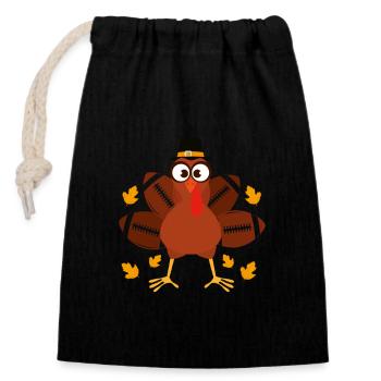 Happy Turkey Day Funny Baby Soccer Balls Sports - Sac cadeau en coton avec cordon (14 x 20 cm) - noir - Devant