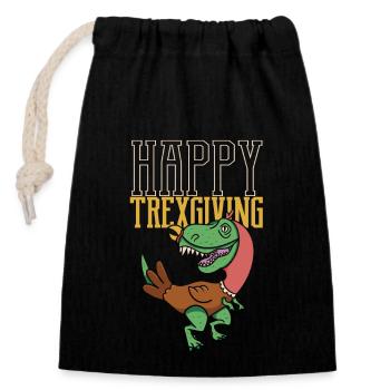 Joyeux Trexgiving Thanksgiving T Rex Dinosaure - Sac cadeau en coton avec cordon (14 x 20 cm) - noir - Devant