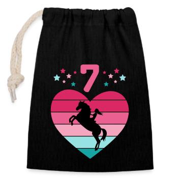 Reiterin Pferd Reitsport 7. Geburtstag Pony Reiten - Verschließbarer Geschenkbeutel aus Baumwolle (14x20cm) - Schwarz - Vorne
