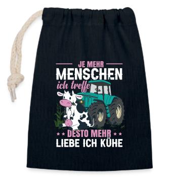 Vieh Kuh Traktor Sprüche Lustig - Verschließbarer Geschenkbeutel aus Baumwolle (14x20cm) - Navy - Vorne