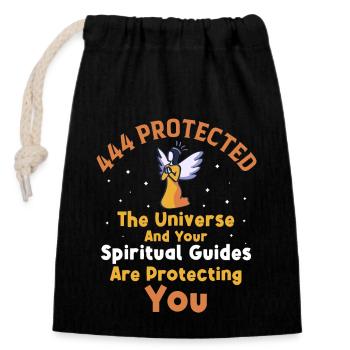 444 Numéro angélique protégé spirituel - Sac cadeau en coton avec cordon (14 x 20 cm) - noir - Devant