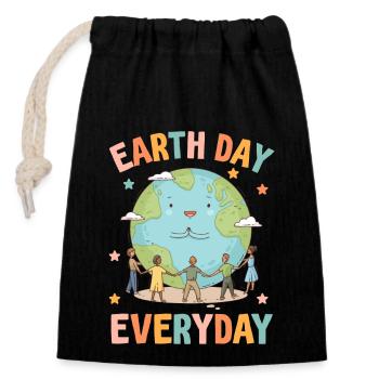 Earth Day Everyday Environmental Awareness - Closable cotton gift bag (14x20cm) - black - Front