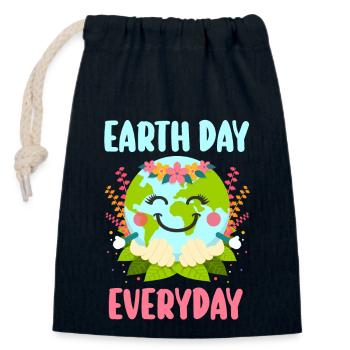 Earth Day Everyday Environmental Awareness - Closable cotton gift bag (14x20cm) - navy - Front