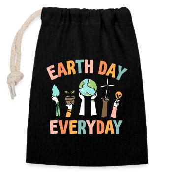 Earth Day Everyday Environmental Awareness - Closable cotton gift bag (14x20cm) - black - Front