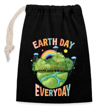 Earth Day Everyday Environmental Awareness - Closable cotton gift bag (14x20cm) - black - Front