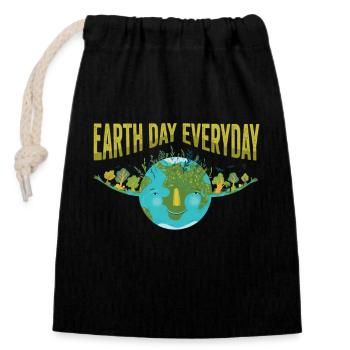 Earth Day Everyday Environmental Awareness - Closable cotton gift bag (14x20cm) - black - Front