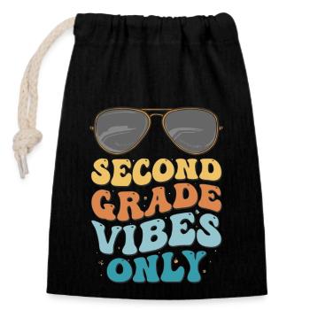 Second Grade Vibes seulement Vintage de la rentrée scolaire - Sac cadeau en coton avec cordon (14 x 20 cm) - noir - Devant