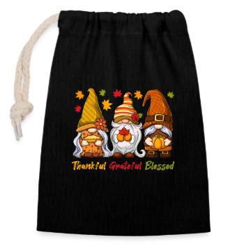 Dankbar Dankbar Gesegnet Lustig Thanksgiving - Verschließbarer Geschenkbeutel aus Baumwolle (14x20cm) - Schwarz - Vorne