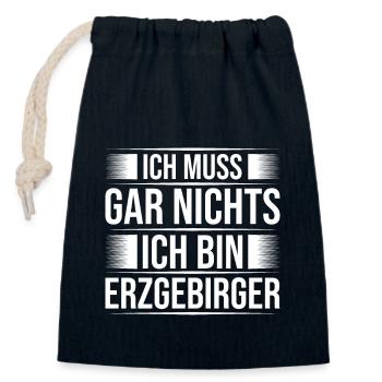 Erzgebirge nix Muss ich - Verschließbarer Geschenkbeutel aus Baumwolle (14x20cm) - Navy - Vorne