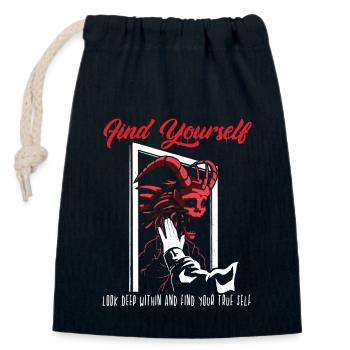 Love & Find your True Self - Fun - Verschließbarer Geschenkbeutel aus Baumwolle (14x20cm) - Navy - Vorne
