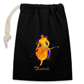 Dieu hindou - Rama - Sac cadeau en coton avec cordon (14 x 20 cm) - noir - Devant