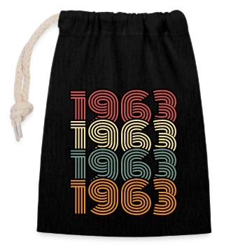 Vintage 1963 Geburtstag Geschenkidee 60 Jahre Mann - Verschließbarer Geschenkbeutel aus Baumwolle (14x20cm) - Schwarz - Vorne