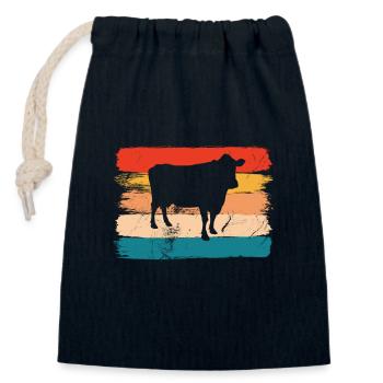 Kuh Retro Muh Landwirt Milch Bauernhof Geschenk - Verschließbarer Geschenkbeutel aus Baumwolle (14x20cm) - Navy - Vorne