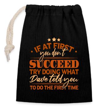 Name David Dave Gift - Closable cotton gift bag (14x20cm) - black - Front