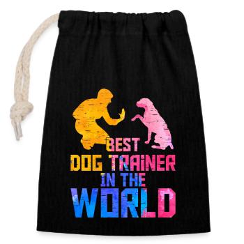 Meilleur dresseur de chiens au monde Emploi de formation - Sac cadeau en coton avec cordon (14 x 20 cm) - noir - Devant