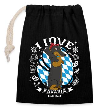 Dachshund I Love Bavaria - Closable cotton gift bag (14x20cm) - black - Front