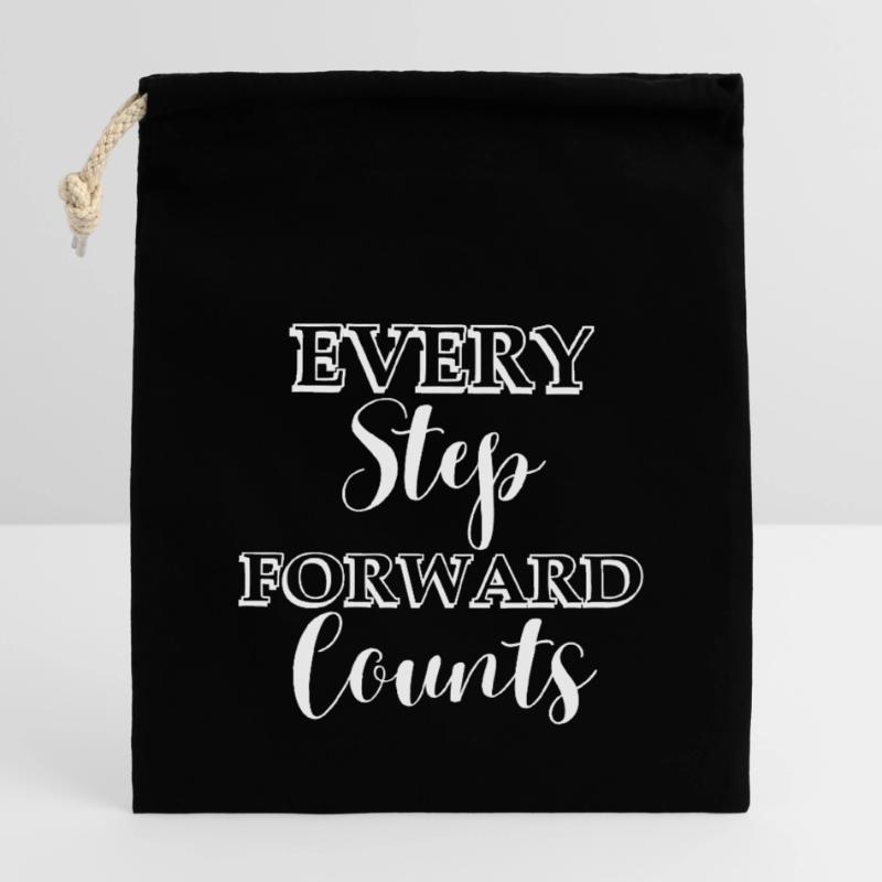 Every step forward counts Closable cotton gift bag (14x20cm)
