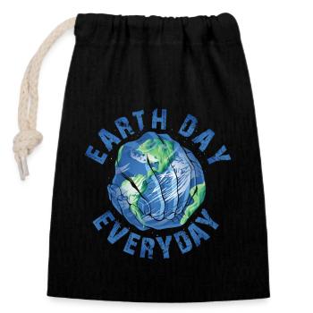 Earth Day Everyday Environmental Awareness - Closable cotton gift bag (14x20cm) - black - Front