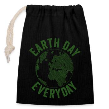 Earth Day Everyday Environmental Awareness - Closable cotton gift bag (14x20cm) - black - Front