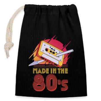 Musique des années 80 - Sac cadeau en coton avec cordon (14 x 20 cm) - noir - Devant