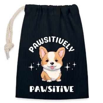 Pawsitively Pawsitive Corgi - Closable cotton gift bag (14x20cm) - navy - Front