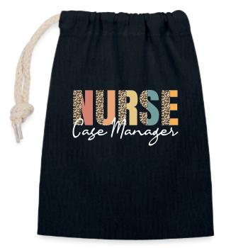 Pflegefallmanager Leopardenmuster - Verschließbarer Geschenkbeutel aus Baumwolle (14x20cm) - Navy - Vorne
