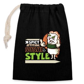 Funny Unhappy Sushi Japanese food Miso-Unhappy - Verschließbarer Geschenkbeutel aus Baumwolle (14x20cm) - Schwarz - Vorne
