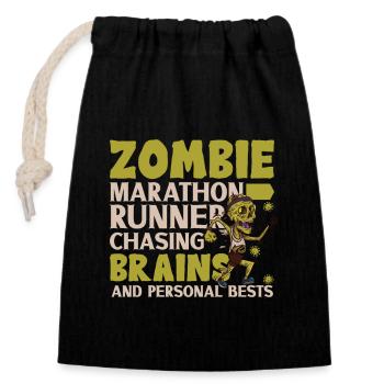 Horror Zombie Runner Half Marathon Running Jogging - Verschließbarer Geschenkbeutel aus Baumwolle (14x20cm) - Schwarz - Vorne