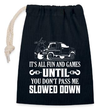 It's All Fun And Games Trucking Tow Truck Driver - Closable cotton gift bag (14x20cm) - navy - Front