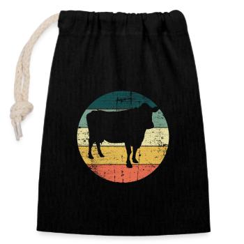 Kuh Retro Muh Landwirt Milch Bauernhof Geschenk - Verschließbarer Geschenkbeutel aus Baumwolle (14x20cm) - Schwarz - Vorne