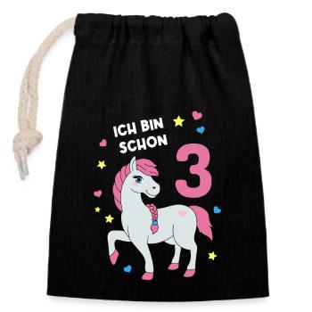 Reiterin Pferd Reitsport 3. Geburtstag Pony Reiten - Verschließbarer Geschenkbeutel aus Baumwolle (14x20cm) - Schwarz - Vorne