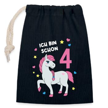 Reiterin Pferd Reitsport 4. Geburtstag Pony Reiten - Verschließbarer Geschenkbeutel aus Baumwolle (14x20cm) - Navy - Vorne