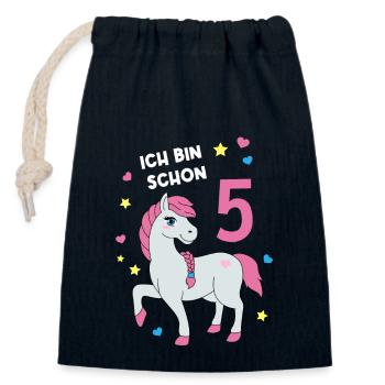 Reiterin Pferd Reitsport 4. Geburtstag Pony Reiten - Verschließbarer Geschenkbeutel aus Baumwolle (14x20cm) - Navy - Vorne