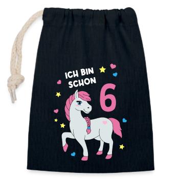 Reiterin Pferd Reitsport 6. Geburtstag Pony Reiten - Verschließbarer Geschenkbeutel aus Baumwolle (14x20cm) - Navy - Vorne