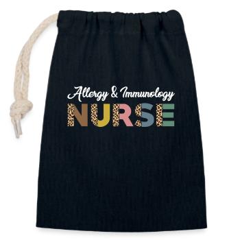 Infirmière en allergie et immunologie - Sac cadeau en coton avec cordon (14 x 20 cm) - bleu marine - Devant