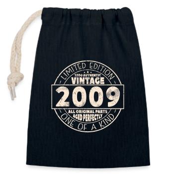 Vintage 2009 Birthday Gift - Closable cotton gift bag (14x20cm) - navy - Front