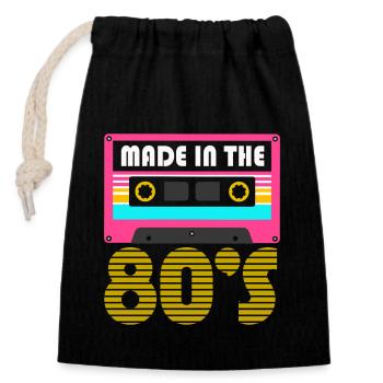 Musique des années 80 - Sac cadeau en coton avec cordon (14 x 20 cm) - noir - Devant