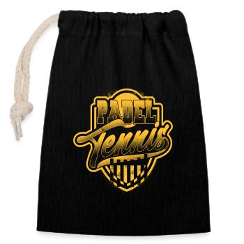 Padel tennis paddle padel player logo - Closable cotton gift bag (14x20cm) - black - Front