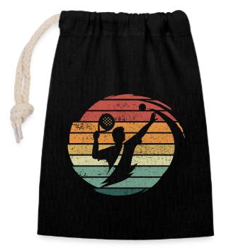 Padel Player Padel Tennis Paddle Retro - Closable cotton gift bag (14x20cm) - black - Front