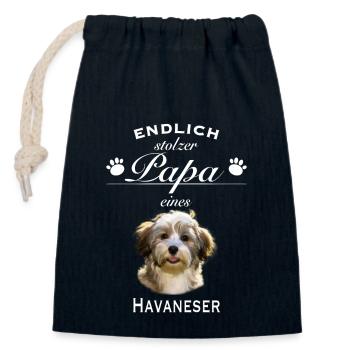 Endlich stolzer Papa - Havaneser - Verschließbarer Geschenkbeutel aus Baumwolle (14x20cm) - Navy - Vorne