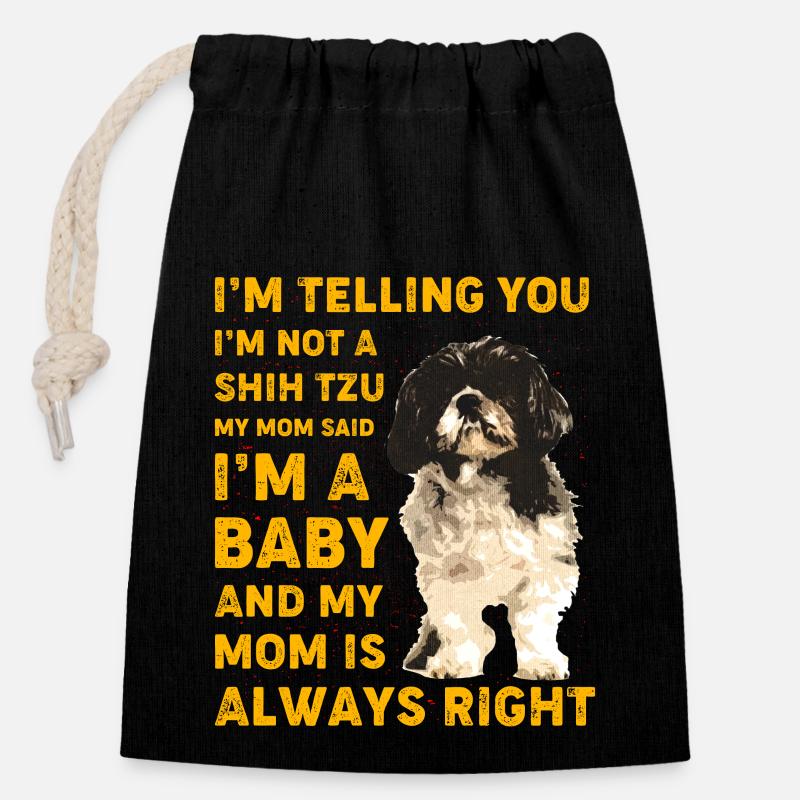 Shih Tzu - Closable cotton gift bag (14x20cm) - black